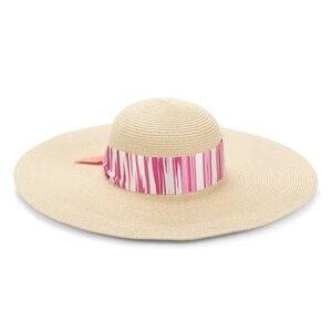 Missoni Striped-Band Straw Wide Brim Hat